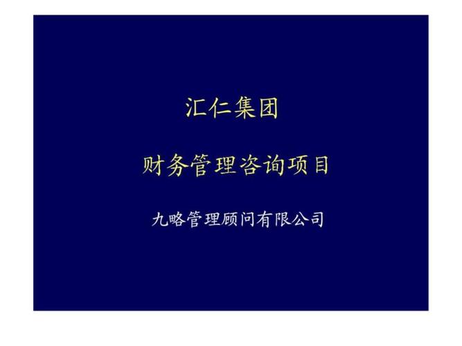 九略汇仁集团财务管理咨询项目解析